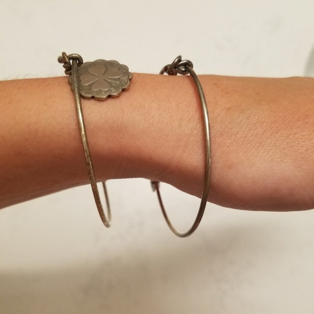 Alex And Ani Silver Lucky Clover Charm Bangle Bracelets St Patrick Day Classic - Picture 3 of 8